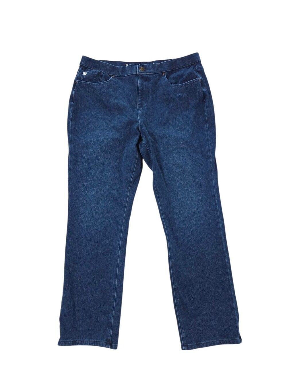 Belle by Kim Gravel Size 16 Pull On Dark Wash Straight Leg Comfort Stretch Jeans - Picture 2 of 10